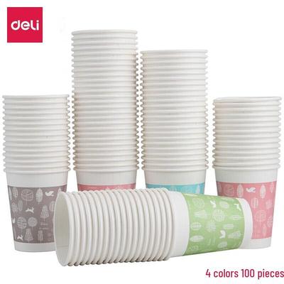 Одноразовые бумажные стаканчики Deli, 9 унций, утолщенные (100 отсчет)