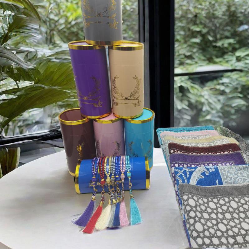 3PC Мягкий исламский молитвенный коврик Исламские подарки для мусульманских четок Мусульманский цилиндр Подарочная коробка Подарки Доступно несколько вариантов