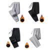 Men's Autumn and Winter Plus Size Padded Thickened Warm Sweatpants Stretchy Pants Straight Solid Color Drawstring Wide Leg Casual Pants