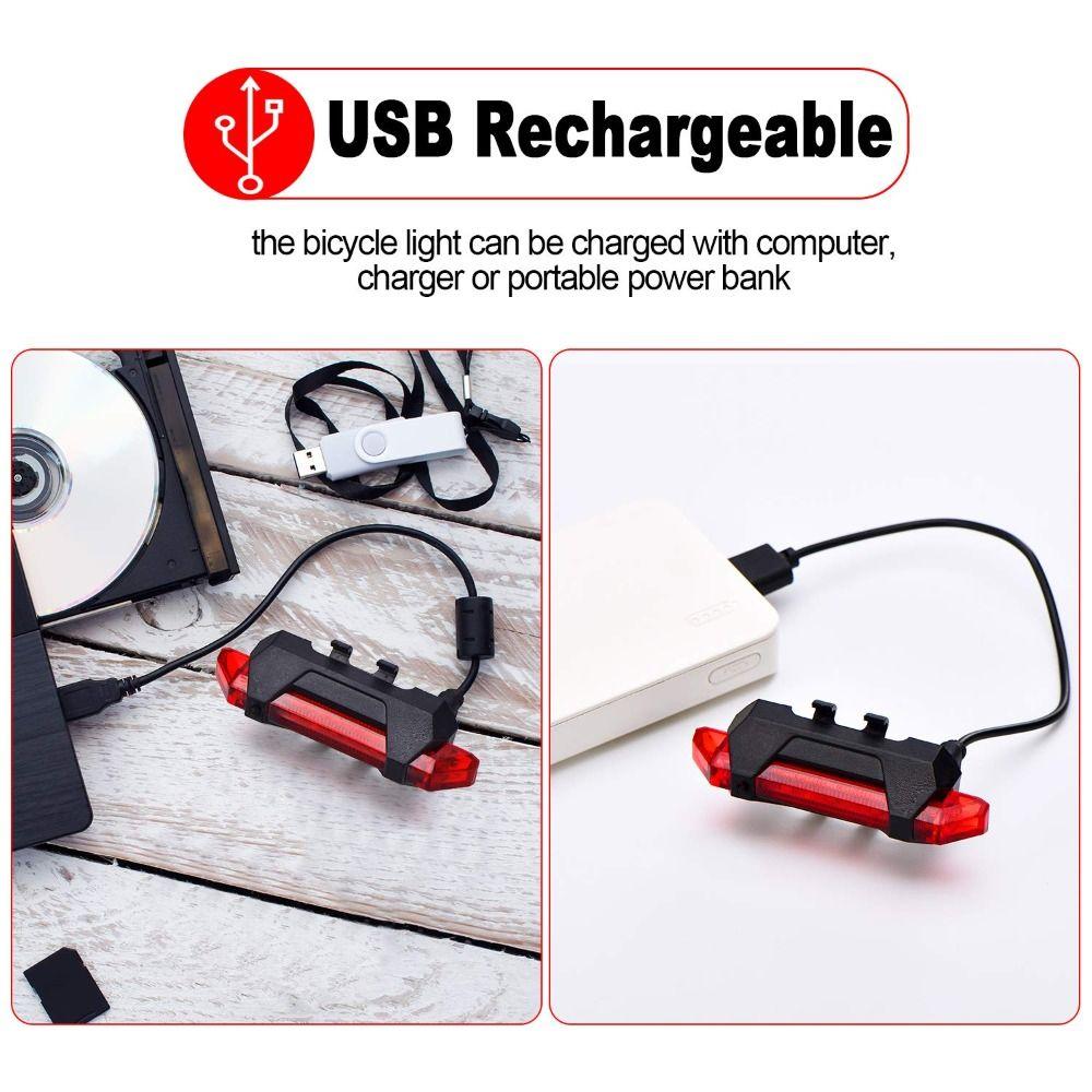 Flashing City Mountain Bike Bicycle Light USB Rechargeable Cycling Taillight Rear Bicycle Light