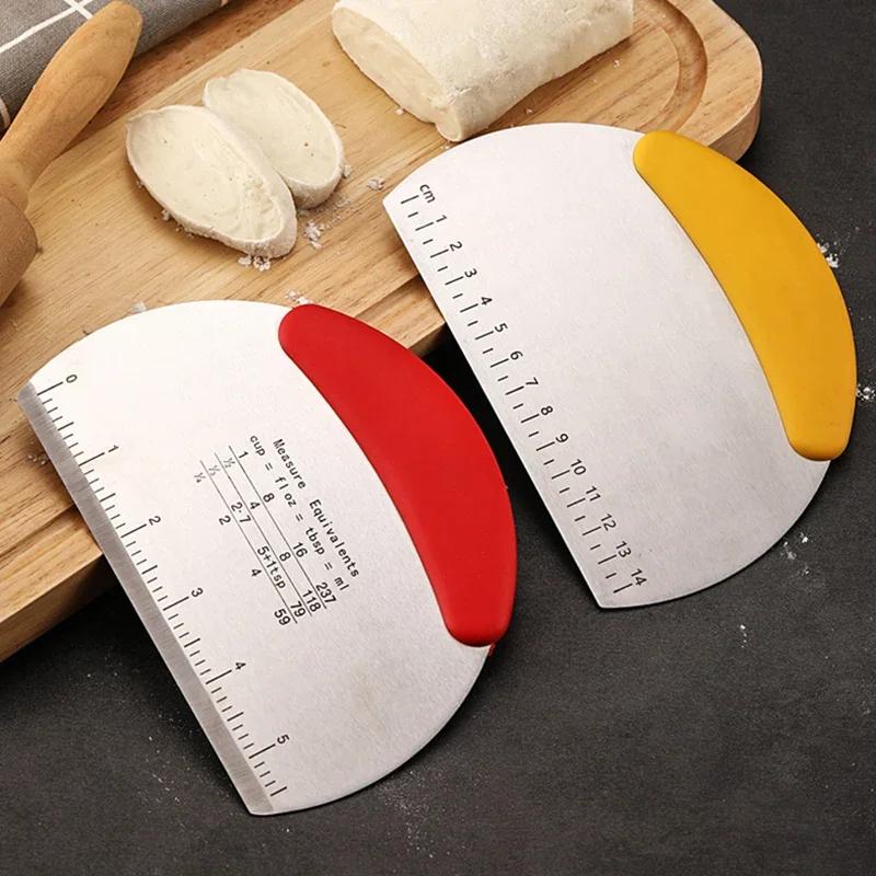 Dough Scraper Bread Pizza Dough Cutter Pastry Scraper Stainless Steel Bench Scraper Dough Knife Chopper Baking Kitchen Gadgets