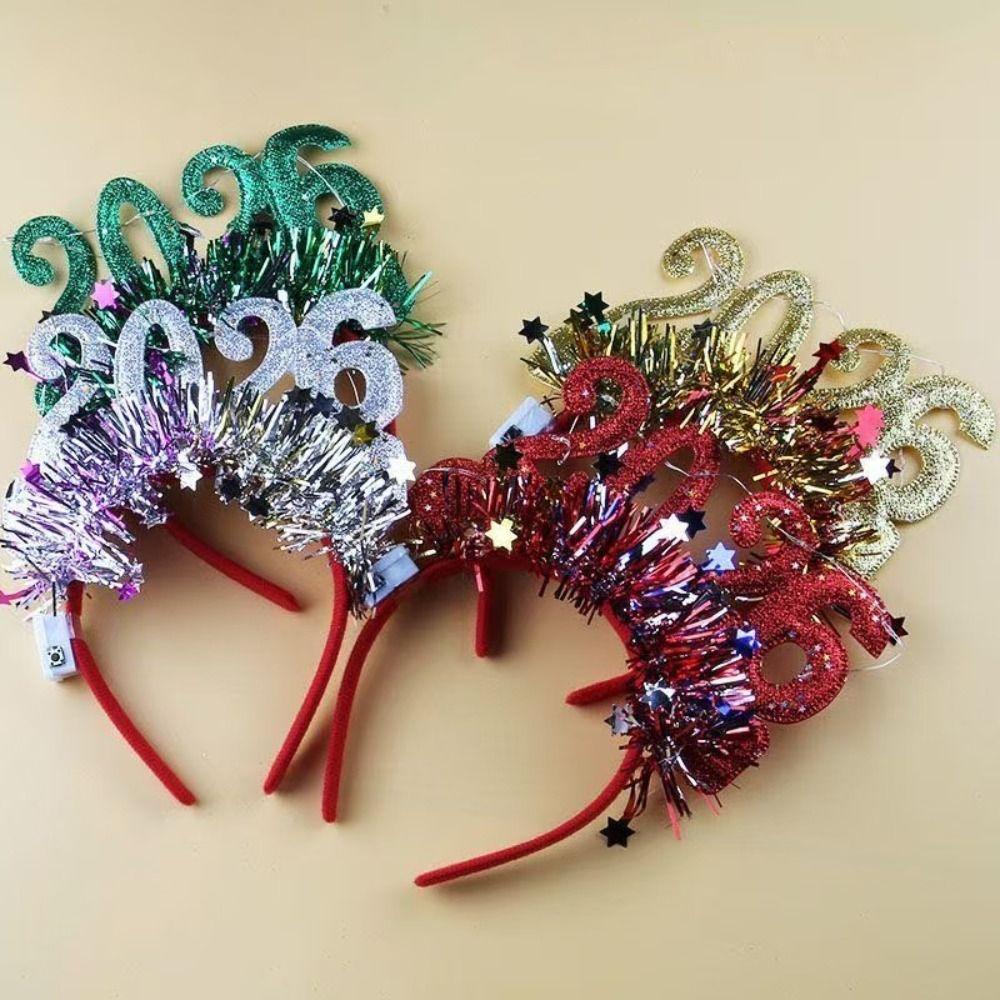 Cute LED Glow Hair Bands Sweet Luminous Headpiece 2026 Happy New Year Headband Cosplay