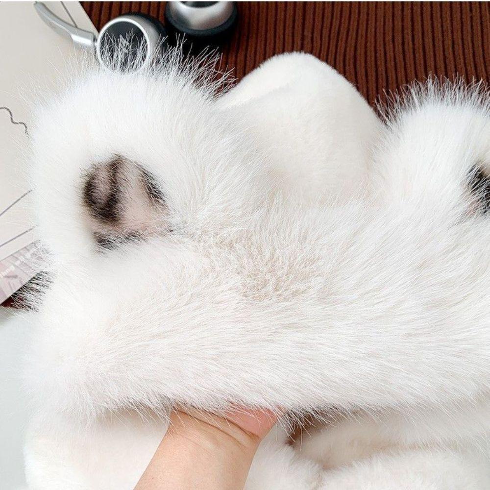 Three-in-one Scarf Hat Gloves Set Winter Hooded Scarf Sweet Plush Bear Ears Hat Children
