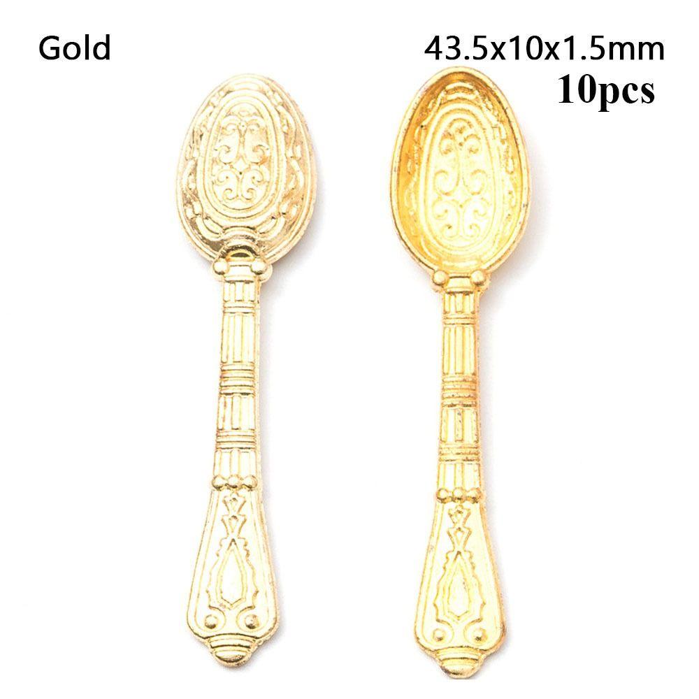 5/10pcs ABS Plastic Vintage Cutlery Spoon Mini Simulation Spoon  Dollhouse Miniatures Decoration