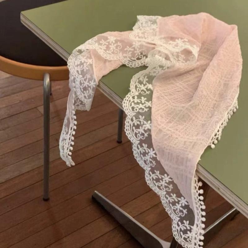 Корейский кружевной платок для волос Ins для женщин, ретро-треугольная повязка для волос, сумка для волос, платок, шляпа, французский пасторальный стиль, дорожная повязка на голову