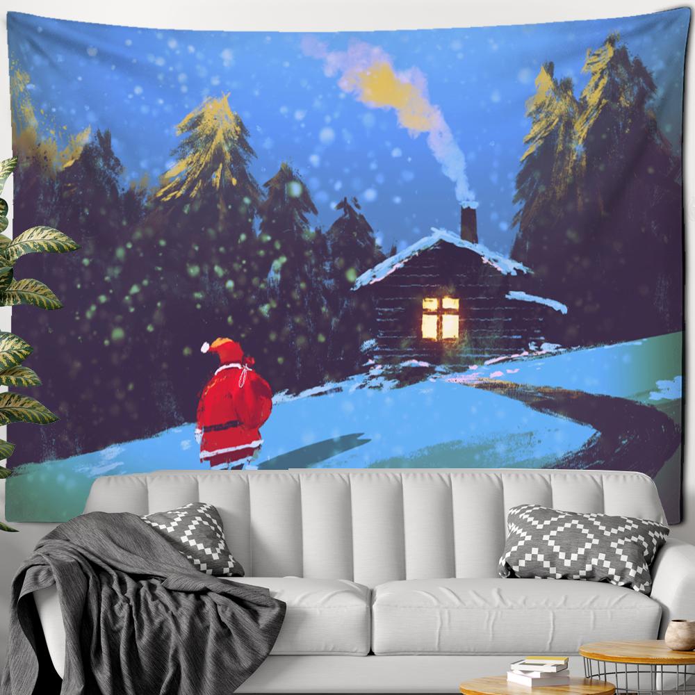 Рождественский гобелен со снеговиком, настенный подвесной Санта-Бохо, подарки, праздничная атмосфера, домашний декор