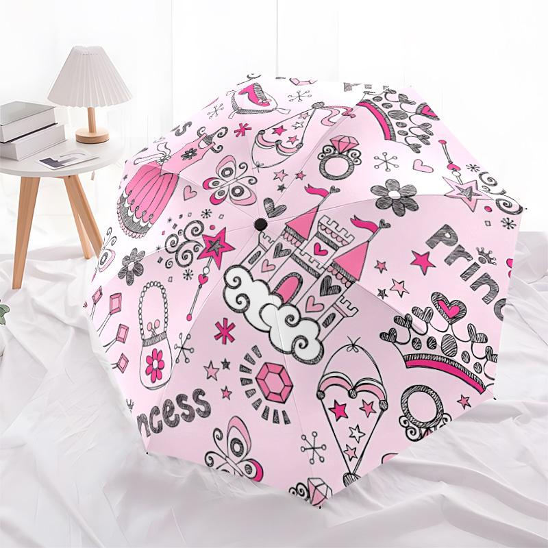 1pc Princess Automatic Opening/Closing Umbrella with Operation & Windproof Canopy - Folding Design, Holiday Gift yy260225145