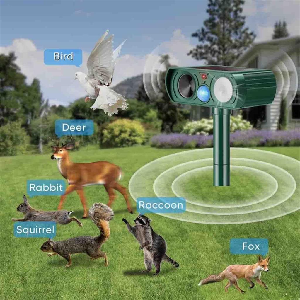 Animal Repeller Ultrasonic Solar Power Outdoor Pest Cat Mice Sensor Pir Portable Repeller For Home Garden