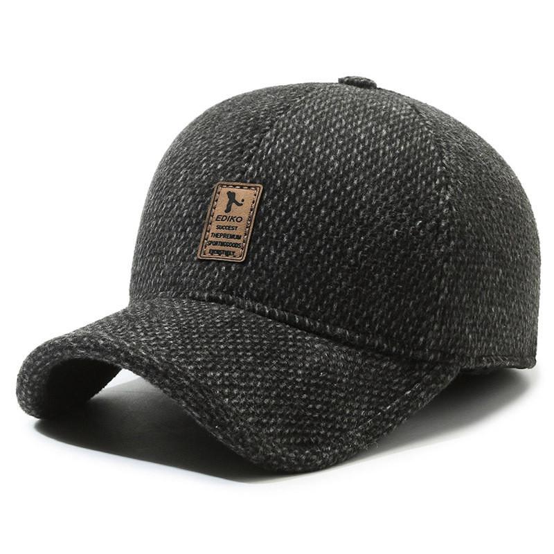 Warm Men's Winter Baseball Cap For Middle-aged Seniors In Thickened Wool Blend Design