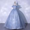 One-Shoulder Haze Blue Evening Dress for Vocal Arts Exam, Piano Performance, Ball Gown & Spring Annual Meeting