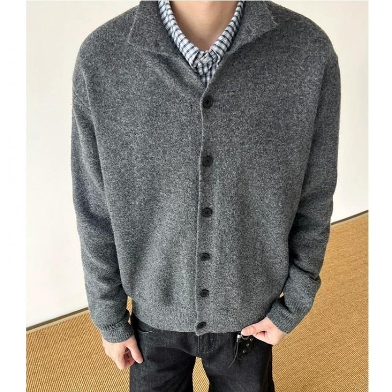 Vintage Japanese Style Stand Collar Knit Cardigan Solid Color Loose Fit Single Breasted Sweater Top Women