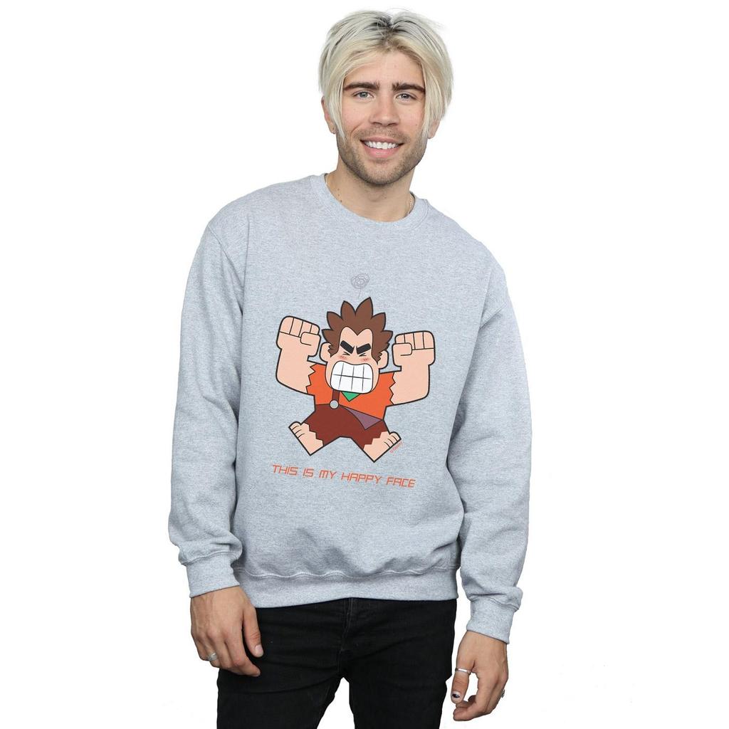 Disney Mens Wreck It Ralph Happy Face Sweatshirt