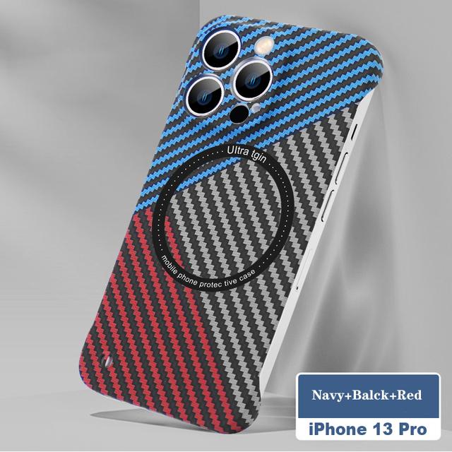 Магнитный чехол для беспроводной зарядки Magsafe для Iphone 13 12 11 Pro Max 13pro, ультратонкий бескаркасный чехол из углеродного волокна с узором