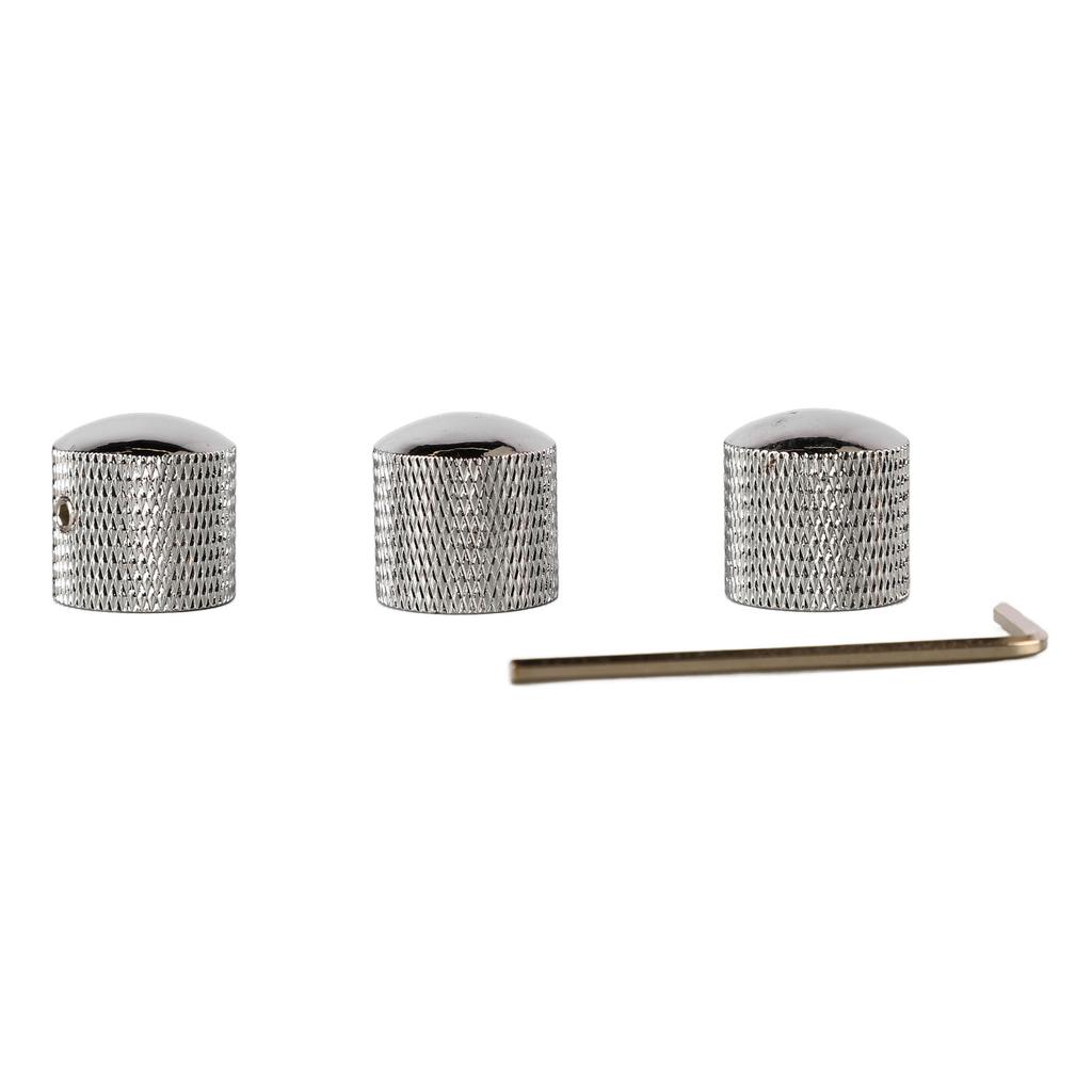 3PCS Guitar Dual Stacked Knobs Tone Control Metal Knob Replacement for Electric Guitar Bass GD105 Chrome