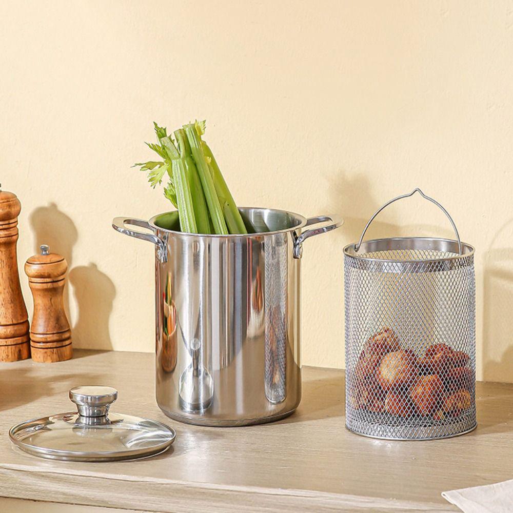 Фритюрница из нержавеющей стали 304 с видимой крышкой, кастрюля для тушения, кухонная посуда, кастрюля для жарки во фритюре, общежитие