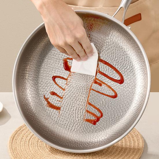 Titanium Frying Pan with Lid Scratch-Resistant Skillet Non-Stick Hammered Cookware for Gas Electric Induction Stoves Healthy Cooking Essential