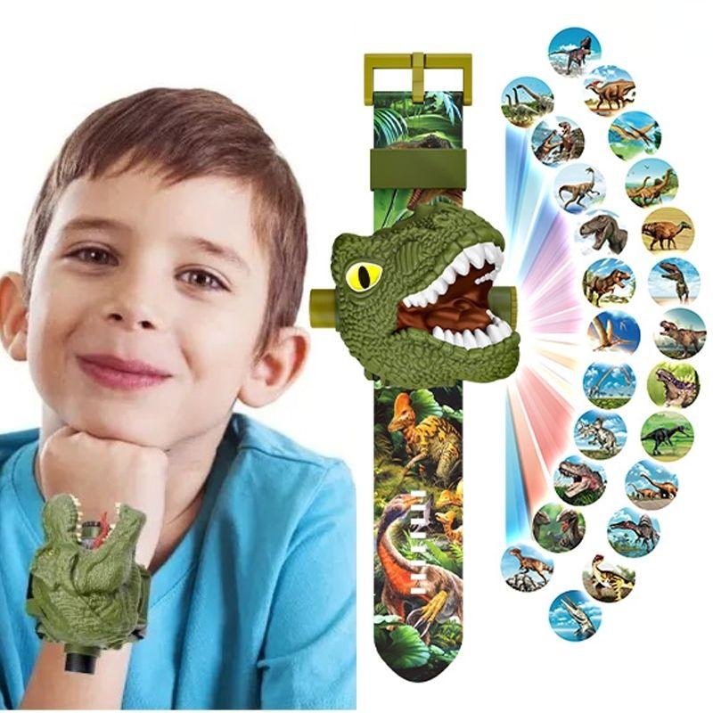 Детские часы-проектор с динозаврами, игрушка-проектор с 24 узорами, Рождественские электронные часы, Обучающие игрушки, Подарок для мальчиков и девочек