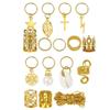 259pcs Gold Hair Ring Hair Cuffs Clips Mixing Braiding Hair Strings  for Women Girls