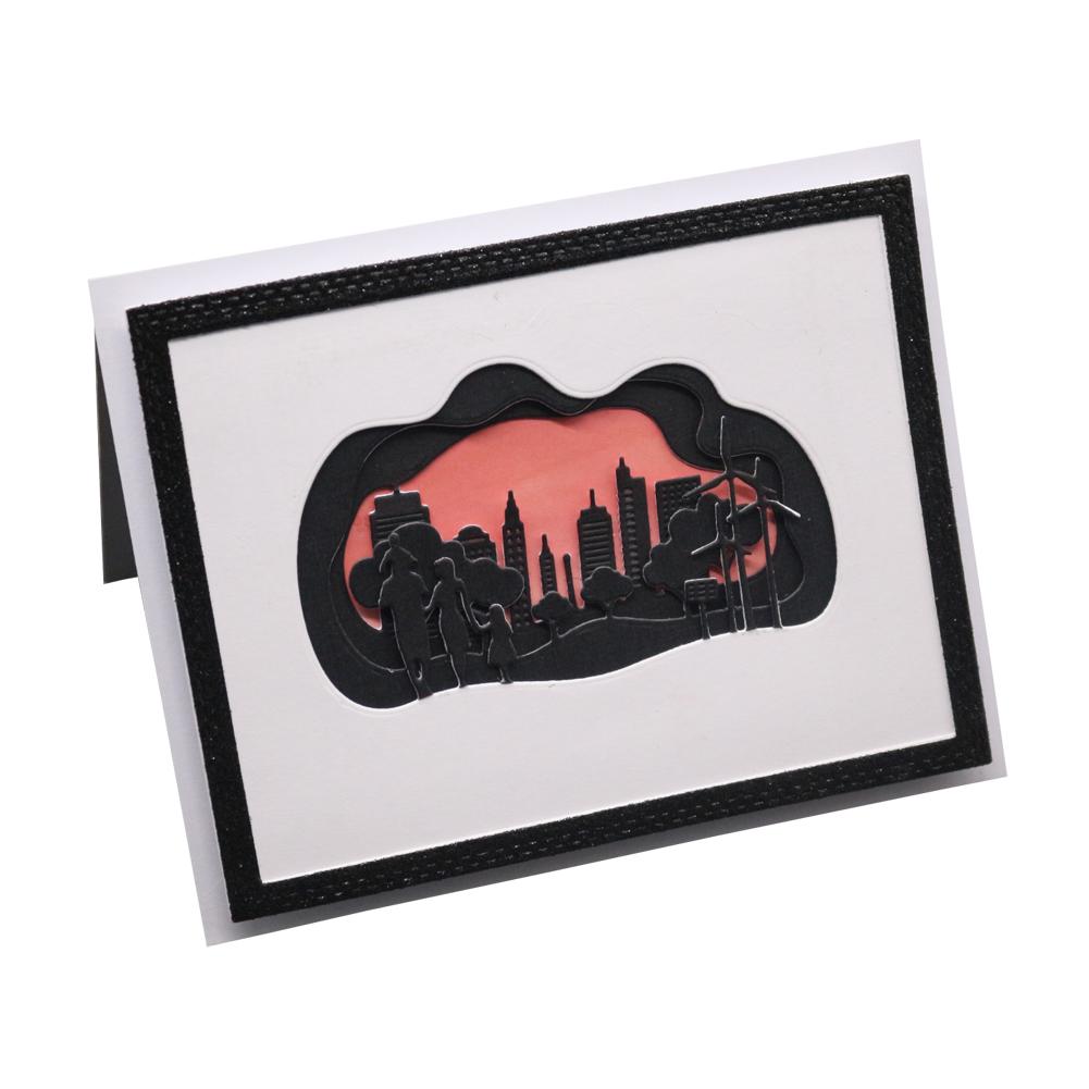 Облачные рамки Город Металл Серебристый Трафарет Тиснение Резка Штампы Для DIY Скрапбукинг Бумага Альбом Изготовление Открыток