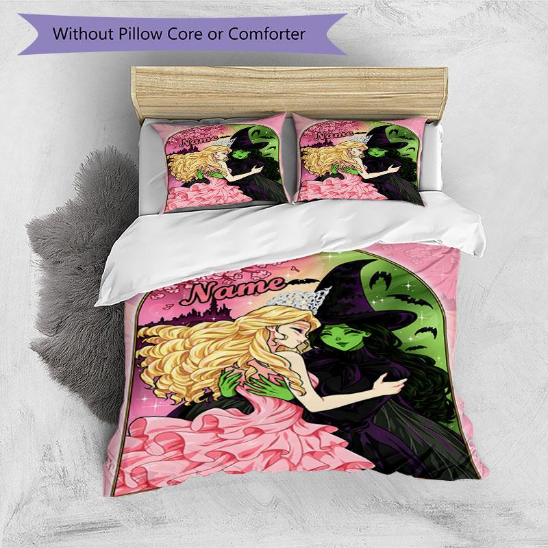 3PC Custom Name Witch Princess Romance Bedding Set Printed Bedding Set Duvet Cover Closure Includes 1 Duvet Cover & 262 Pillowcases for Bedroom