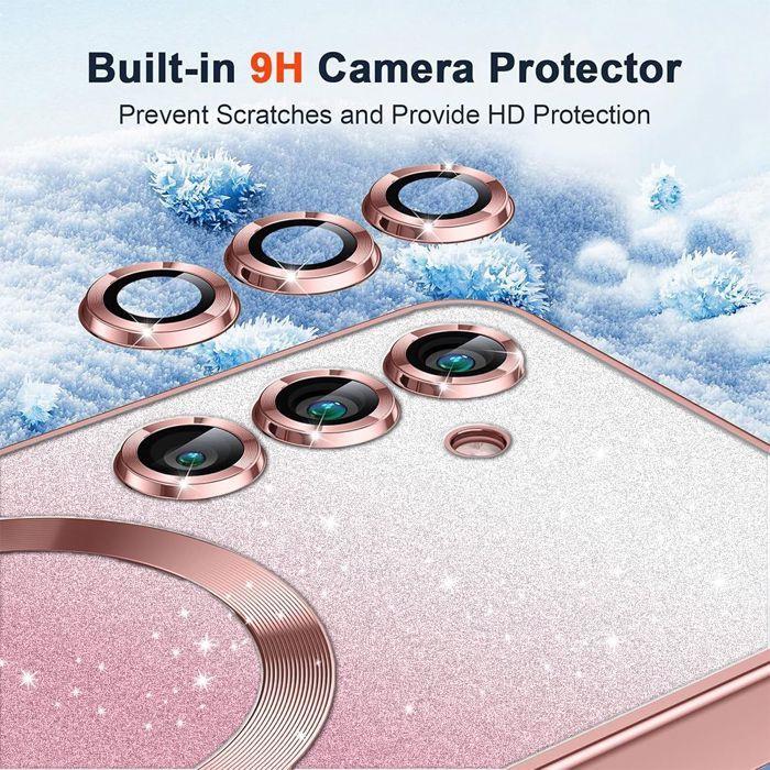 Coque pour Samsung Galaxy S26, Protection à Paillettes Silicone avec Cercle Magnétique - Rose