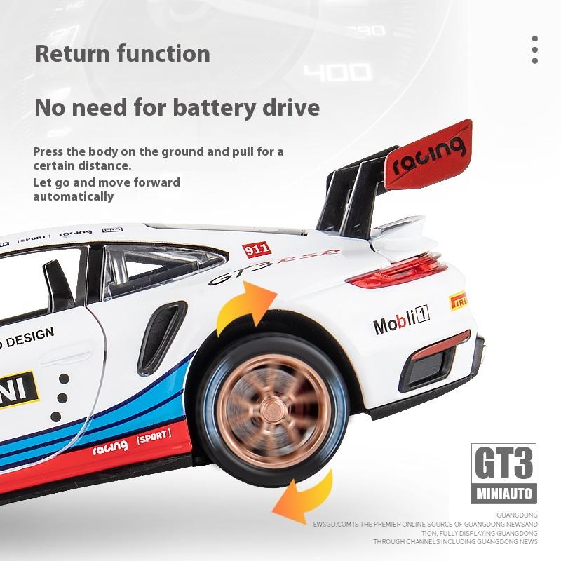 Симуляция в масштабе 1/32 Porsche 911 GT3 RSR, литая гоночная модель, украшения, детский праздничный подарок, модель спортивного автомобиля с открывающимися дверями, игрушки для мальчиков