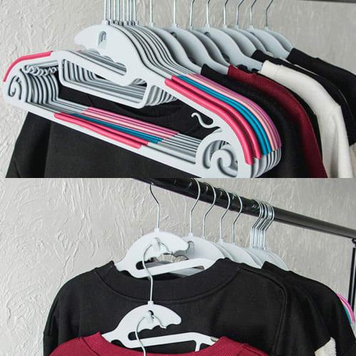 tkone 20-Piece Clothes Hanger Set, Multi-Function Storage, Ultra-Thin, Non-Slip, Heavy-Duty, 360-Degree Rotating Hooks, Bendable, Resists Deformation,