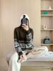 Women's Lambswool Jacquard Knit Cardigan – Heavyweight Stand Collar Winter Sweater Coat
