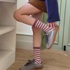 2 пары осенне-зимних хлопковых полосатых носков, универсальные цветные влагопоглощающие носки средней длины