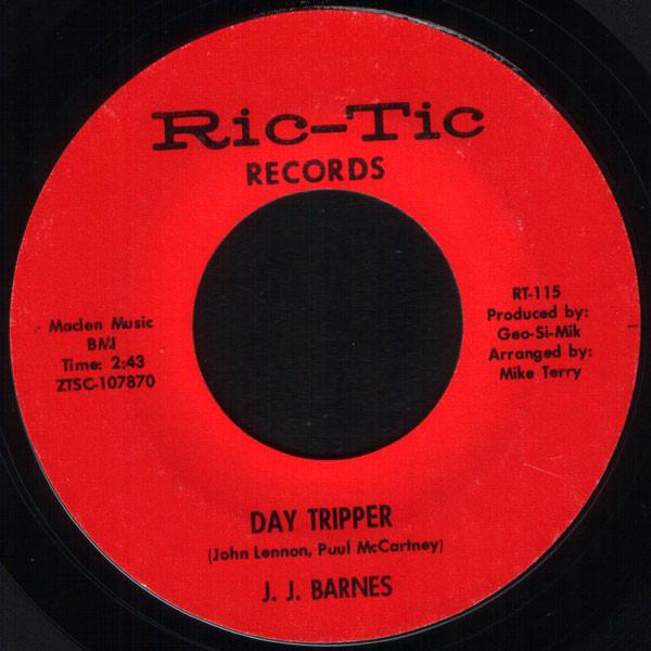 7-дюймовая пластинка J. J. BARNES - Day Tripper RT115 Ric-Tic Records 1966 US Соул/Фанк Б/У
