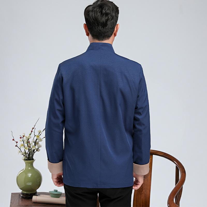 Весенне-осенний мужской костюм тан в китайском стиле с вышивкой дракона, мужской повседневный костюм с длинным рукавом, костюм тан в китайском стиле