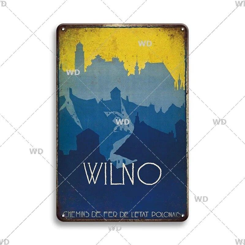 Tin Sign Landscape Paris Havana Tokyo Sydney Malibu Los Angeles Chicago City Metal Vintage Plaque Retro Decorative Plate Decor