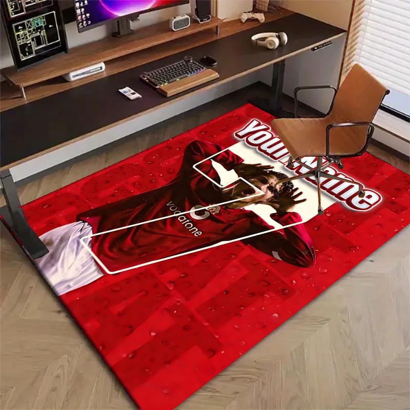 Number 7 Soccer Design Area Rug Personalized Name- Non-Slip, Soft & Cozy Floor Mat for Living Room, Office - Indoor/Outdoor Carpet
