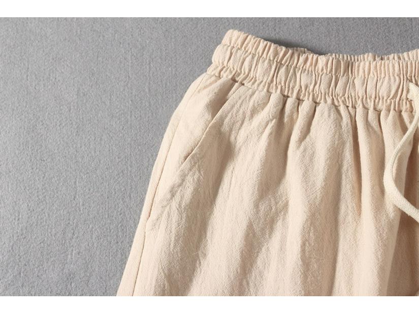 Мужские льняные брюки свободного кроя - Прямые, на кулиске, в стиле гарем, смесовый хлопок, с китайским влиянием.