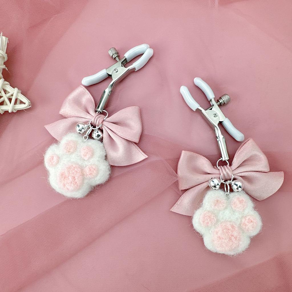 BDSM Nipple Clamp Cute Bow Cat Claw Breast Clip Collar with Bell Anal Plug Butt Plug Nipple Stimulation Flirting Adult Sex Toys