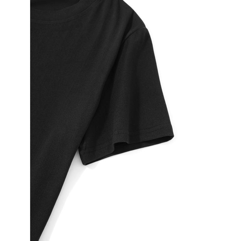 European sizes NAMASTE MADAFAKAS Letter Print T-shirt, Short Sleeve Crew Neck Casual Top for Summer & Spring, Women's Clothing