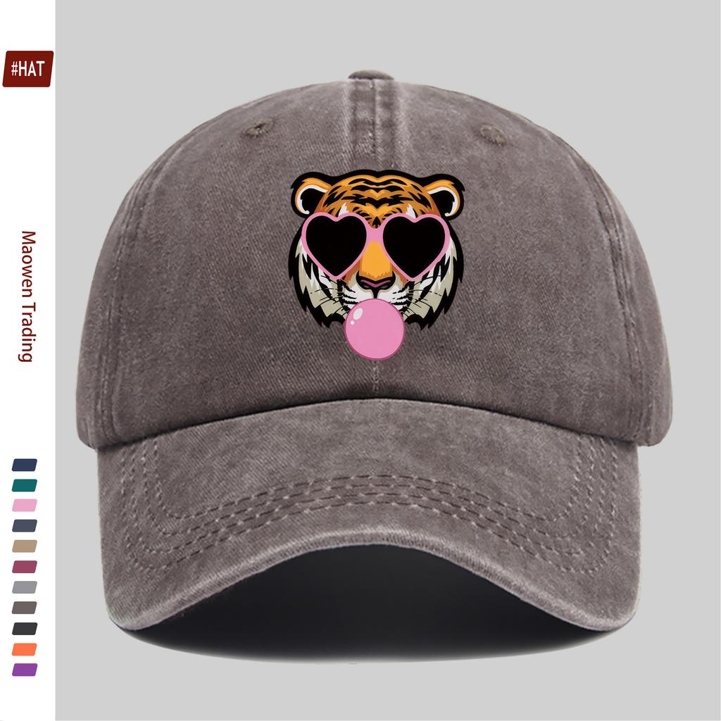 pc Tiger Bubble Blowing Print Baseball Cap Casual Home Printed Design Sun Hat Comfortable and Lightweight Adjustable Strap