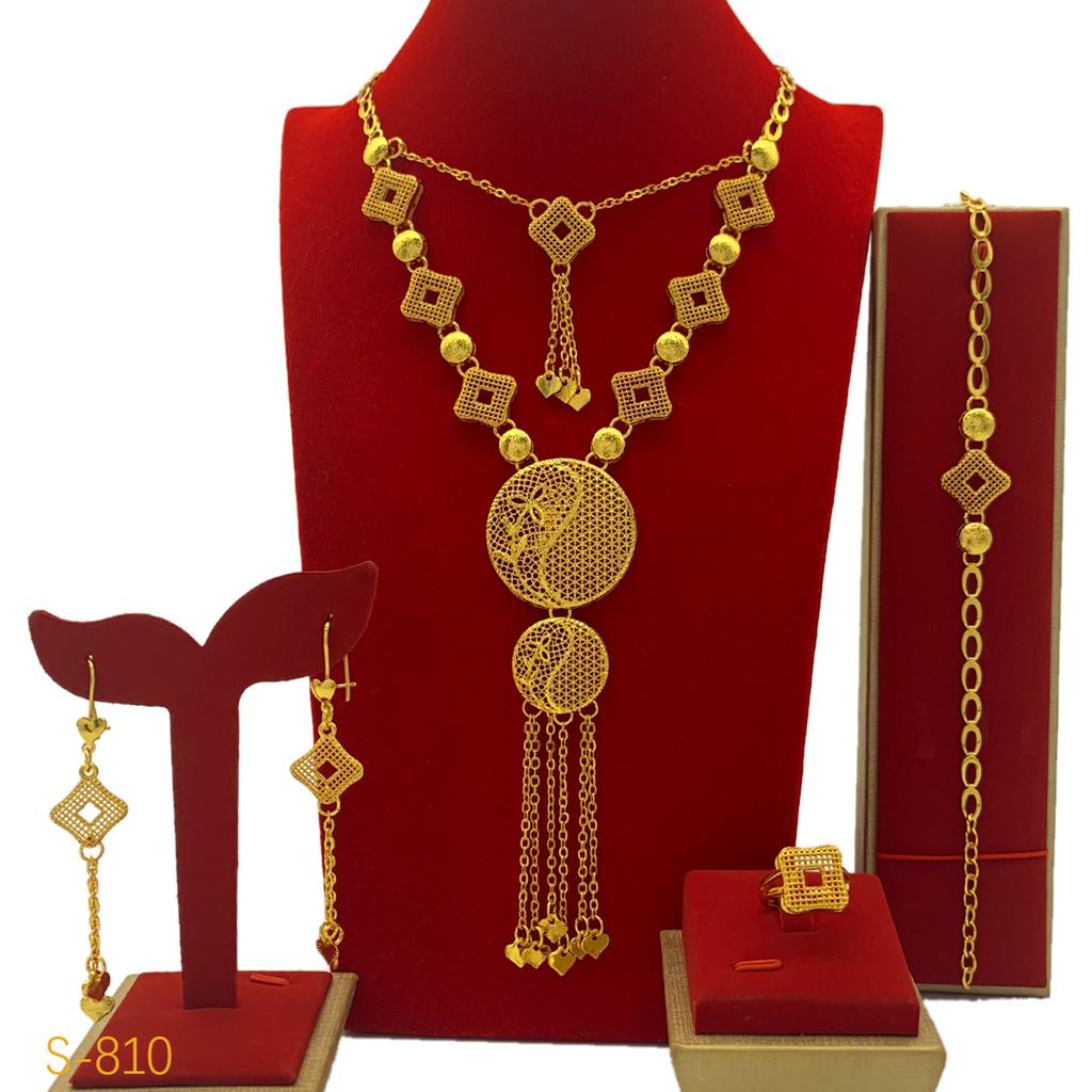 Middle East Dubai Wedding Jewelry Set Famous Style Necklace Earrings Ring Bracelet