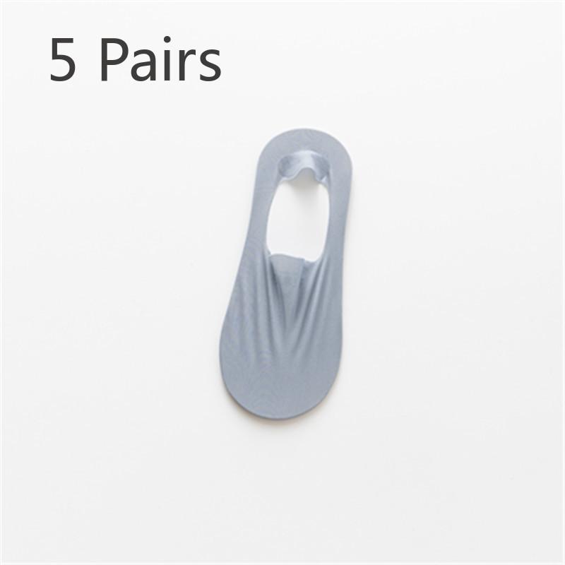 5 пар женских летних однотонных невидимых тонких шелковых носков-лодочек с неглубоким вырезом