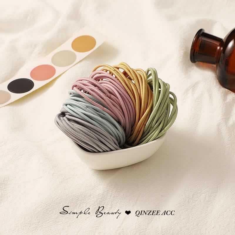 Thin Macaron Color Rubber Hair Band - Cute Korean Style Headband for Women and Students