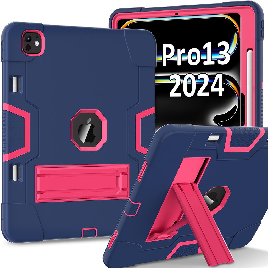 Для iPad Про 13 (2025)/13 (2024) Чехол-планшет в стиле робота, силикон + ПК, с подставкой