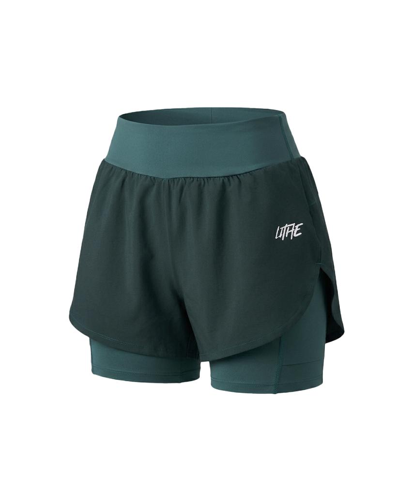 LITHE High-Waisted Sports Shorts_Green