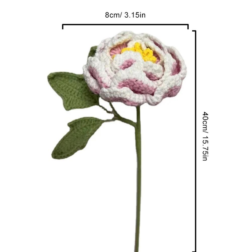 Букет пионов ручной работы, связанный крючком, градиентного цвета, имитация цветка, ручной вязки, вязаный пион, вязаный цветок, шерстяной искусственный цветок