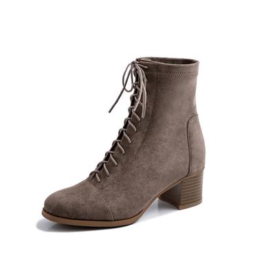 Женская весенне-осенняя обувь, ботильоны длиной 22-25 см, эластичные ботинки, ботильоны на среднем каблуке