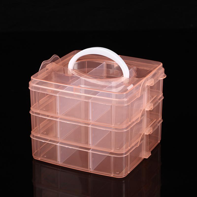 3 Tier 18-Grid Transparent Adjustable Stackable Compartment Slot Plastic Storage Box For Organizing Toys Jewelry Accessories