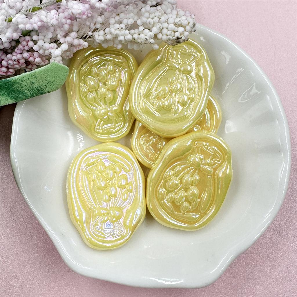 Hanmade Acrylic Geometry Handcrafted Beads Loose Spacer Handmade Bracelet Necklace DIY Tulip Flower For Jewelry Making 5pcs 21*27mm Beads