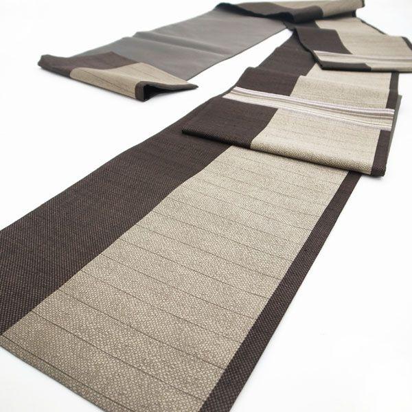 Used [New and used item] Fukuro obi, pure silk, silk, brown, white beige, purple, silver, stylish, modern, long, high quality, casual, shopping,