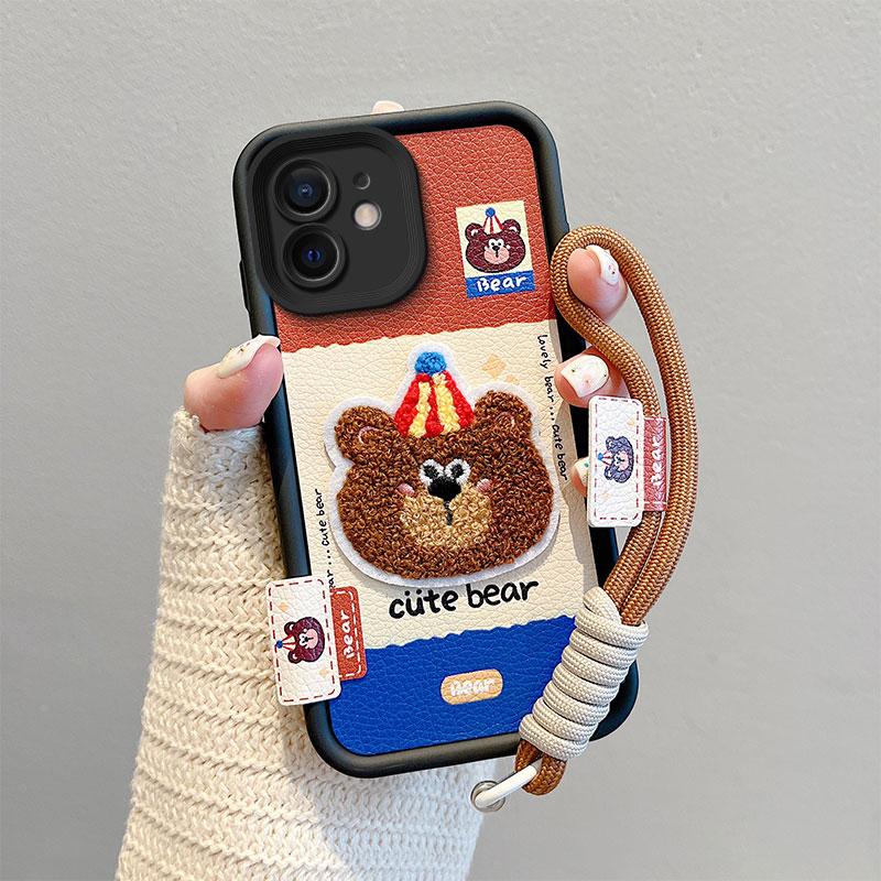 KEYSION Чехол с милой плюшевой вышивкой для iPhone 11 с ремешком, мягкий силиконовый противоударный чехол для задней панели телефона для iPhone 11