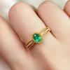 Exquisite Emerald Tourmaline Open Ring for Women - Gold-Plated Hand Jewelry