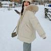 Winter Thickened Hooded Cotton Jacket for Women with Large Fur Collar Casual Loose Clothes